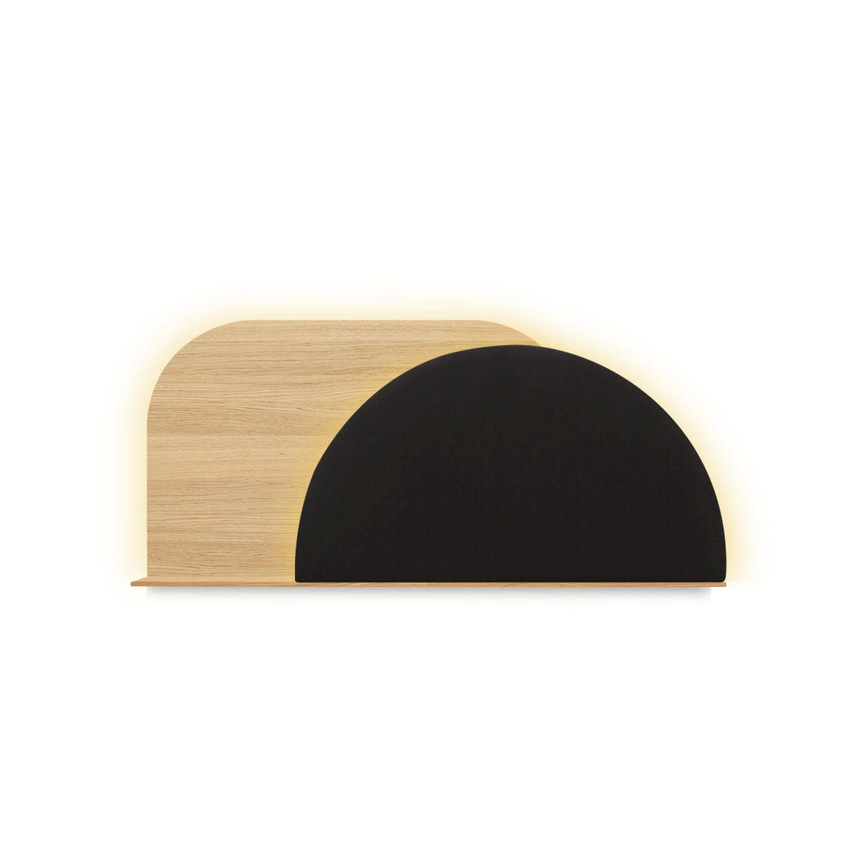 KOPFTEIL Alba mit Licht 140cm - Walnussfarben/Grau, Holz/Textil (140/60/14cm) - Woodendot