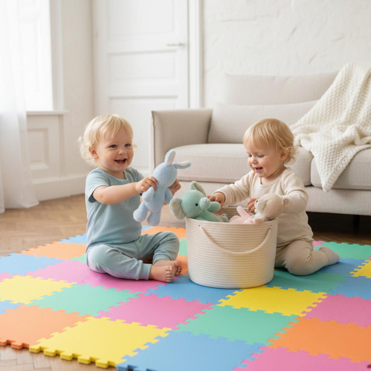 SPIELMATTE ab Null - 90 cm Baby Puzzlematte Bunt - Multicolor, Kunststoff (30/30cm) - Littletom
