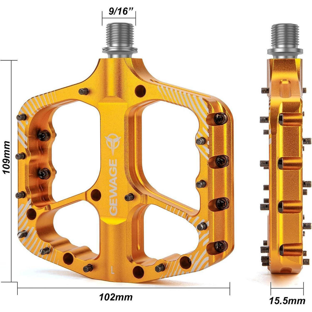 FAHRRADPEDALE Set Aluminium Gold - Goldfarben, Metall (11/1.5/11.5cm)