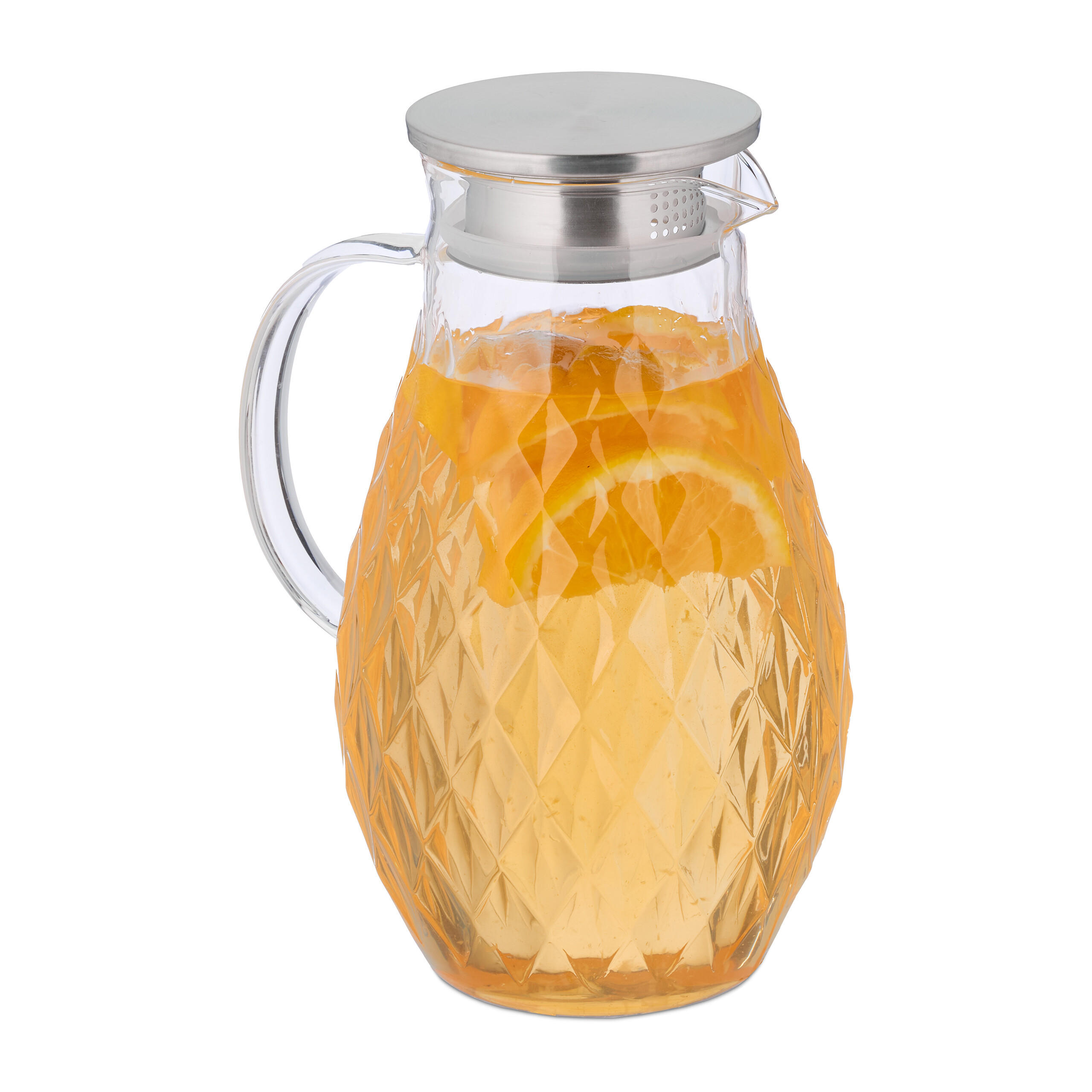 GLASKARAFFE - Transparent, Glas/Metall (2L) - Relaxdays