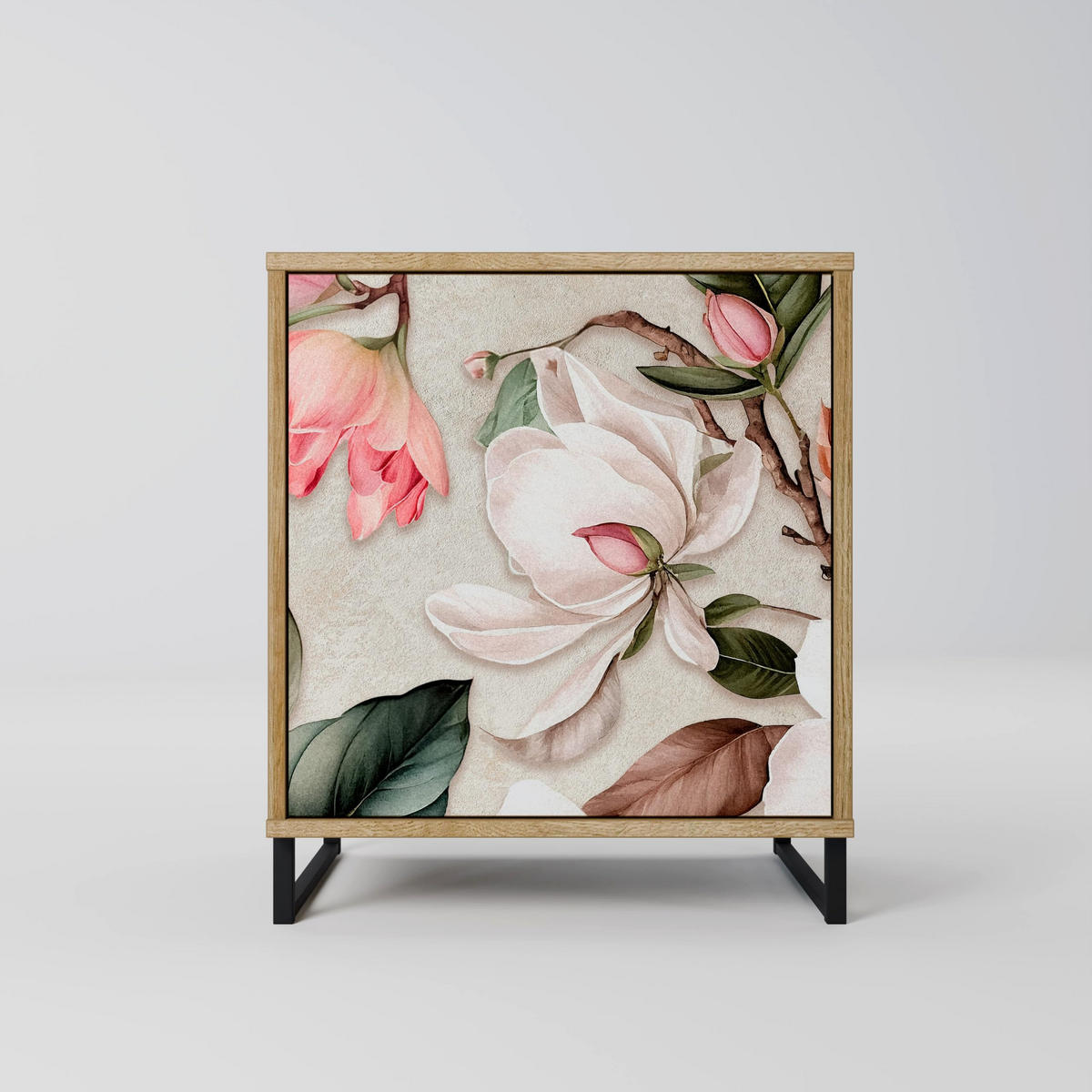 SIDEBOARD FLORAL GRACE, Eichefarben, 57,5x42x57,5 cm, Ohne Füße - Eichefarben/Multicolor, Holzwerkstoff (57.5/57.5/42cm) - SpaceRebels