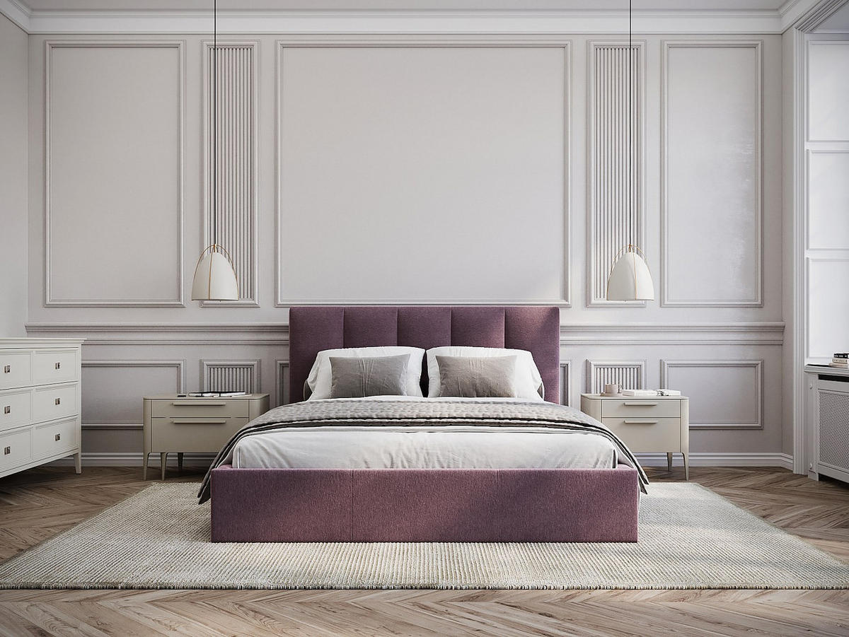 BETT mit Bettkasten - 2 Personen - Stoff - Bordeaux - - Bordeaux, Textil (180/200cm) - Vente-Unique