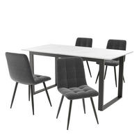 ESSGRUPPE 5-teilig mit ausziehbarem Esstisch 140/180 cm & 4 Stühlen, modern für Esszimmer und Küche, weiß-grau - Grau, Holzwerkstoff (70/75/180cm) - Luhomfu