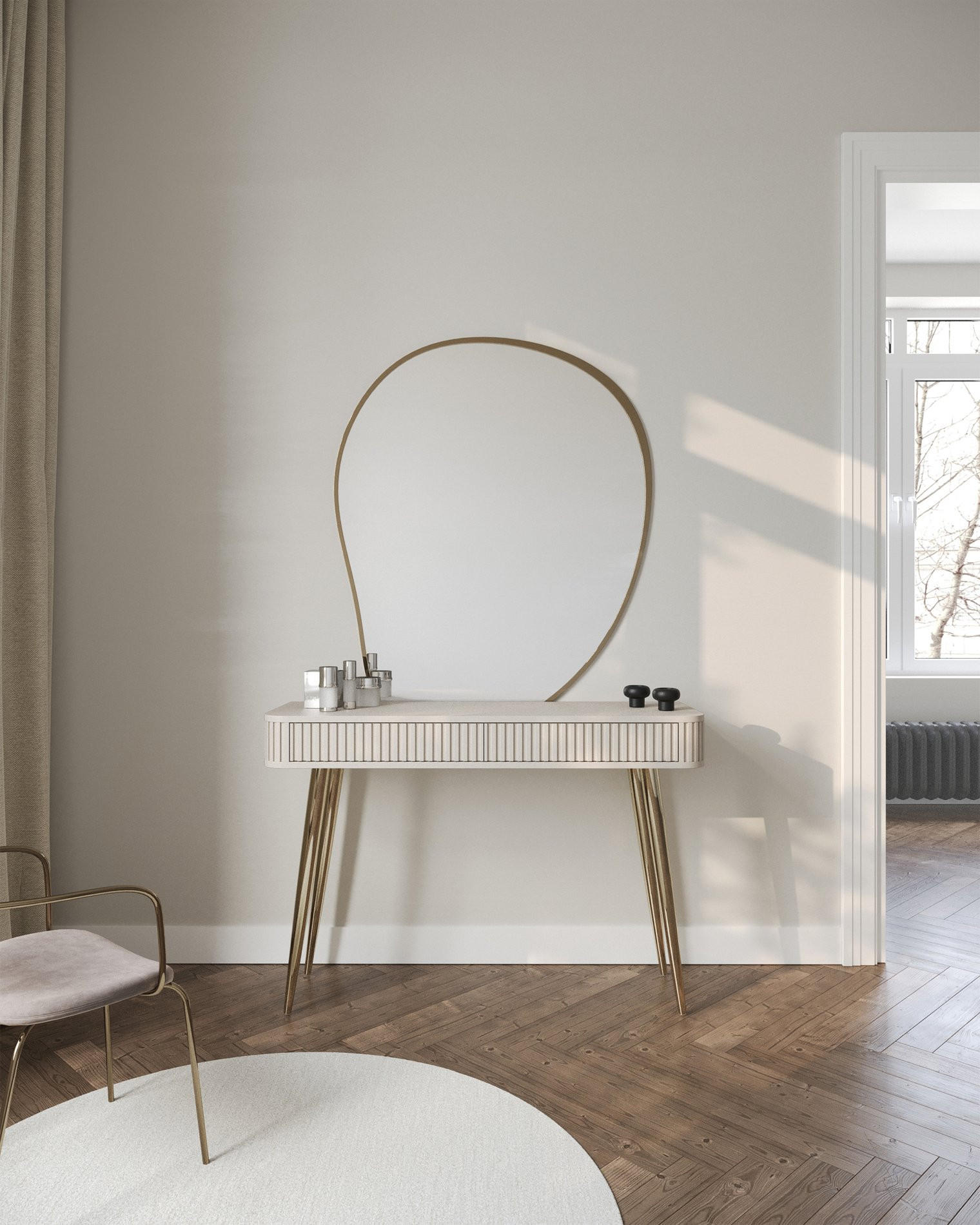 Thumbnail - Selsey Schminktisch, Taupe, Holzwerkstoff, 2 Schubladen, Rechteckig, 113.2x77.9x38 cm, Wohnzimmer, Wohnzimmertische, Kon...