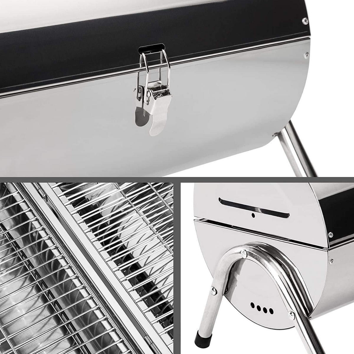 HOLZKOHLEGRILL 502598 Edelstahl 41x27 cm - Silberfarben, Metall (41/30/27cm) - Resch