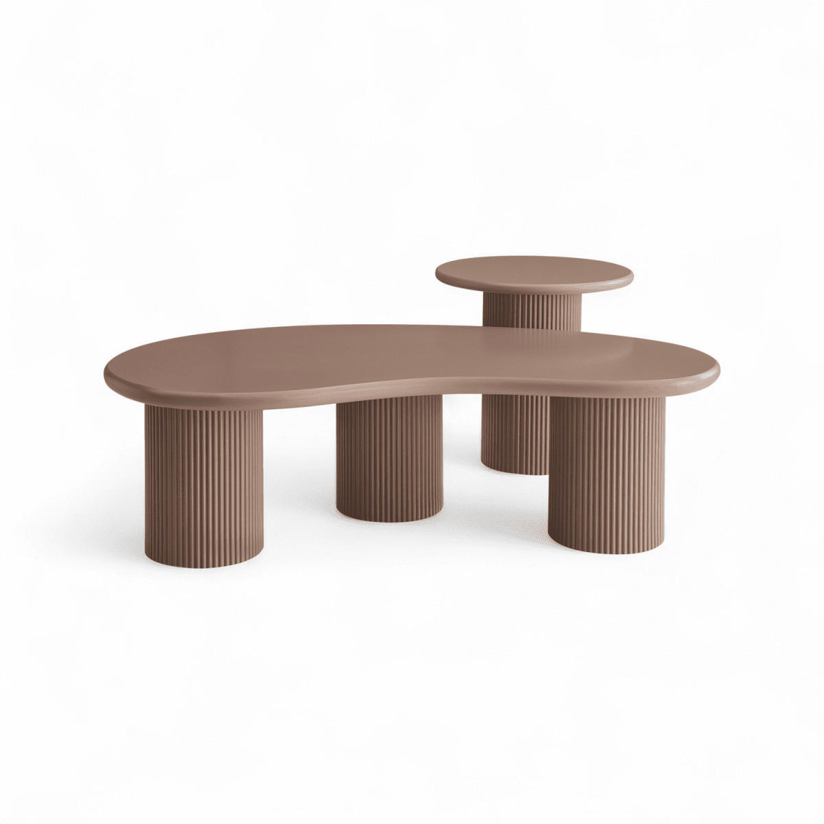 COUCHTISCHE 2er Set Mocha Mousse - Hellbraun/Rotbraun, Holzwerkstoff (130/70/50cm) - Furnhouse