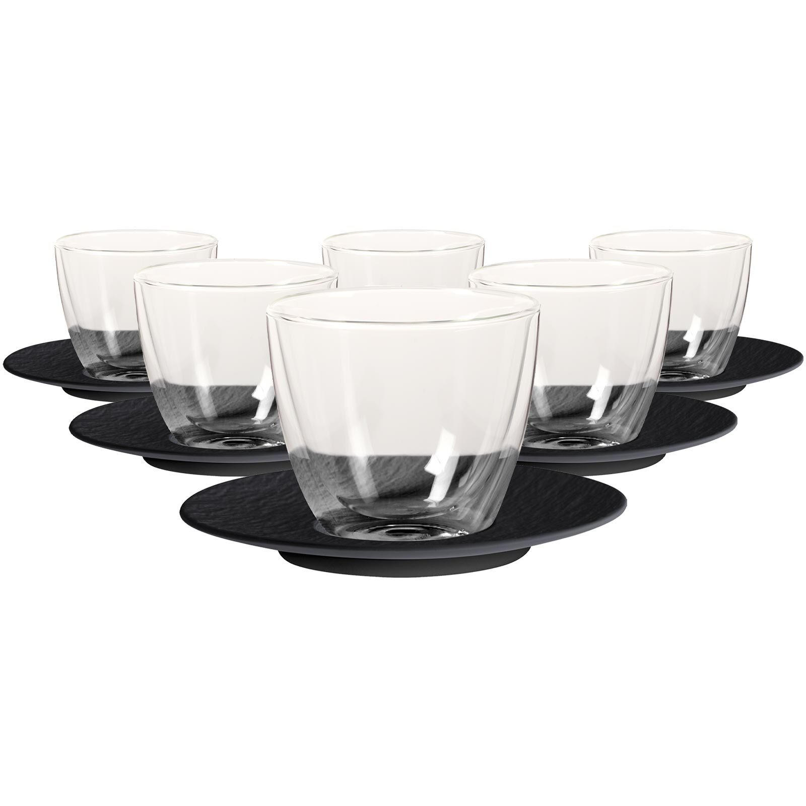 CAFÉ AU LAIT-SET Manufacture Rock schwarz 250 ml 6er Set - Schwarz, Keramik (0.25L) - Villeroy & Boch