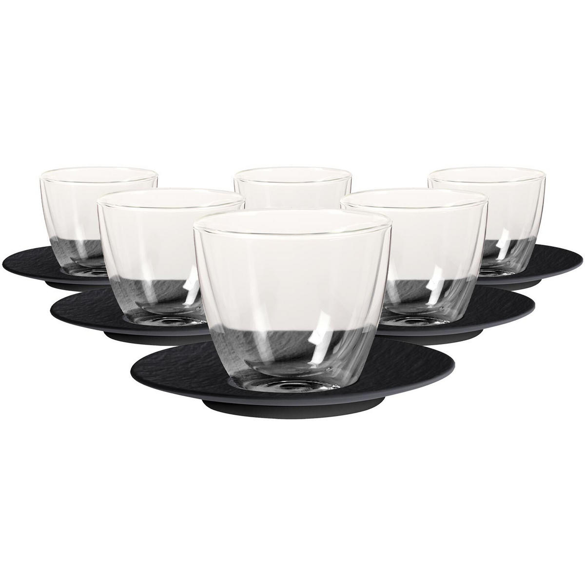 CAFÉ AU LAIT-SET Manufacture Rock schwarz 250 ml 6er Set - Schwarz, Keramik (0.25L) - Villeroy & Boch