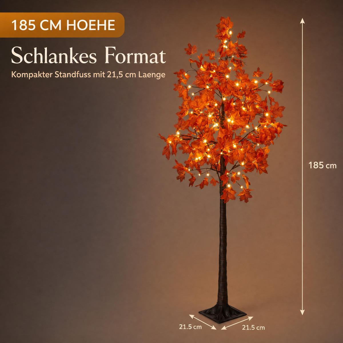 LED-HERBSTBAUM - 180cm hoch mit 120 warmweißen LEDs, elastischen Zweigen und Timerfunktion für Innen- und Außenbereich - Weiß, Kunststoff (21.5/21.5/185cm) - Northpoint