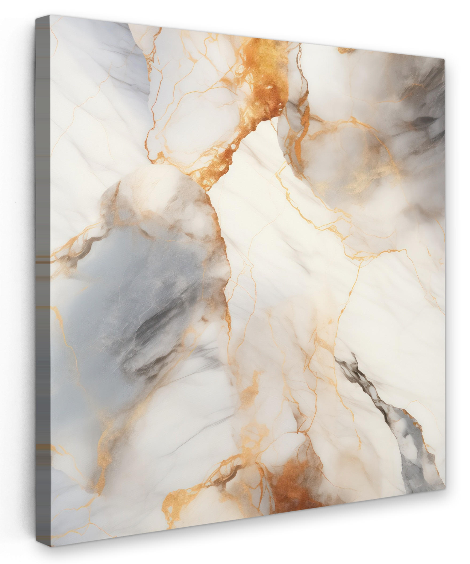 LEINWANDBILD Marmor - Grau - Gold 50x50 cm - Weiß, Textil (50/50cm) - MuchoWow