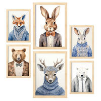 POSTER Set Mit 6 Kleider A3 & A4 Rahmen Aus Hellem Holz - Beige, Papier (29/3cm) - Nacnic