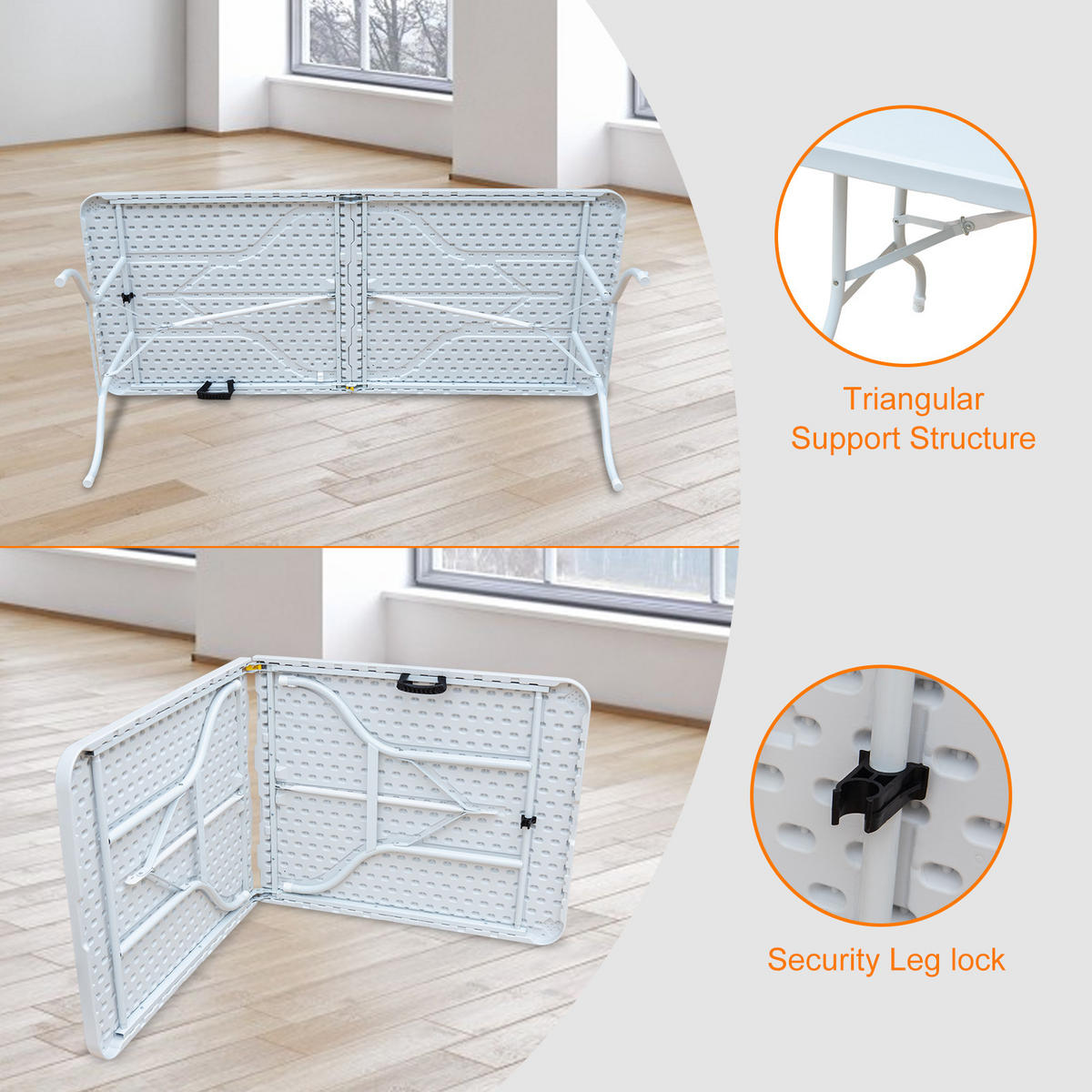 KLAPPTISCH 180 cm Weiß - Blau, Kunststoff (180/73.6/73.6cm) - ComfortXL