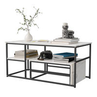 COUCHTISCH 2er Set Eckig Schwarz Weiß Stahl - Schwarz, Metall (105/52/48.5cm) - SHOPENTRA
