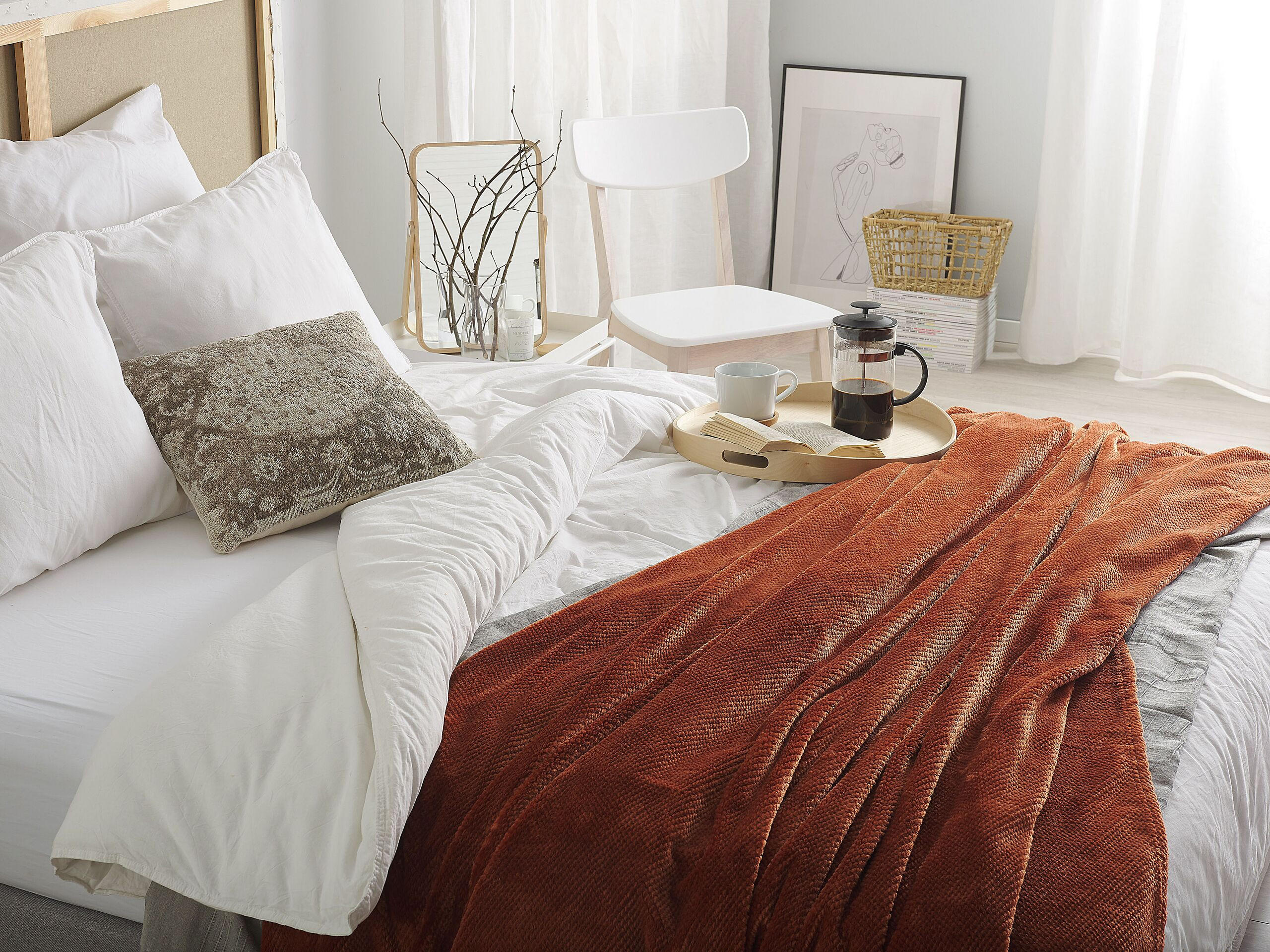 DECKE Goldbraun Saitler 220/200 cm - Braun, Textil (200/220cm) - Beliani