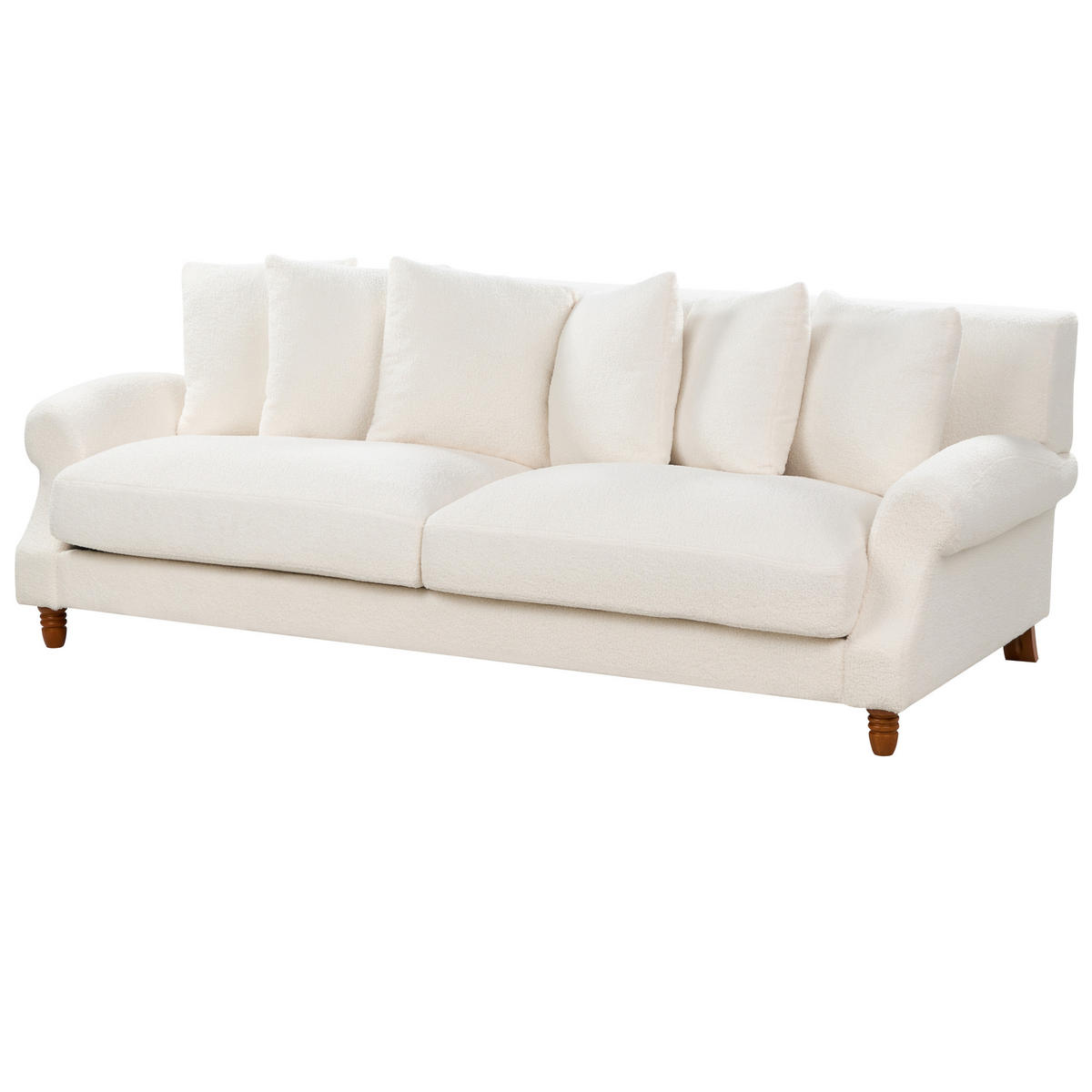 3-SITZER-SOFA Bouclé cremeweiß Eike - Dunkelbraun/Weiß, Textil (229/82/102cm) - Beliani