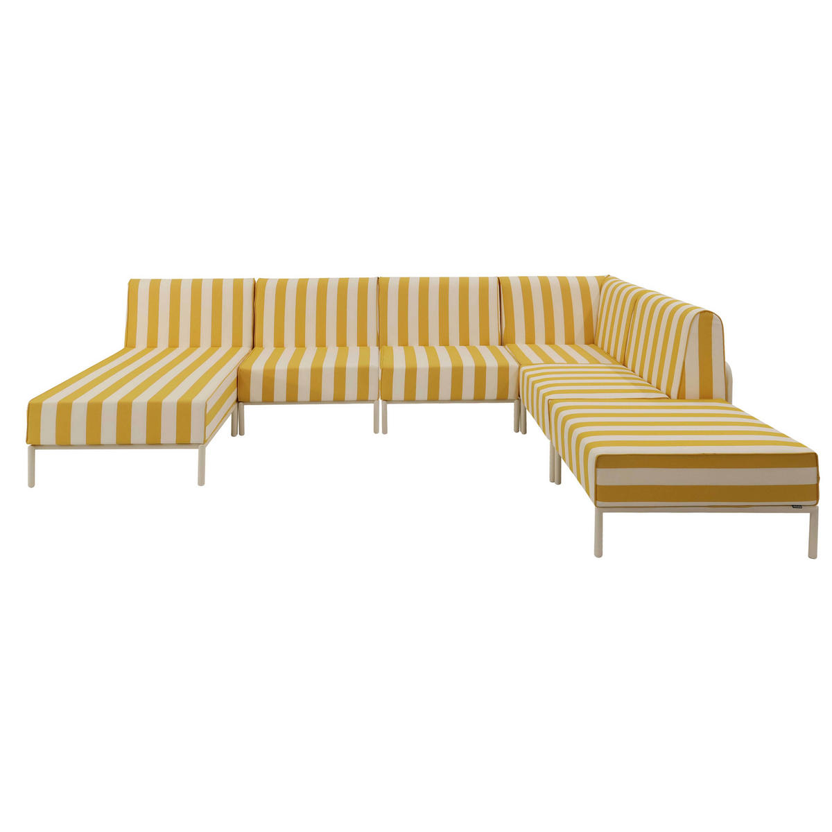 GARTENSOFA mit 6 Sitzplätzen, Gelb - Gelb, Textil - Oviala