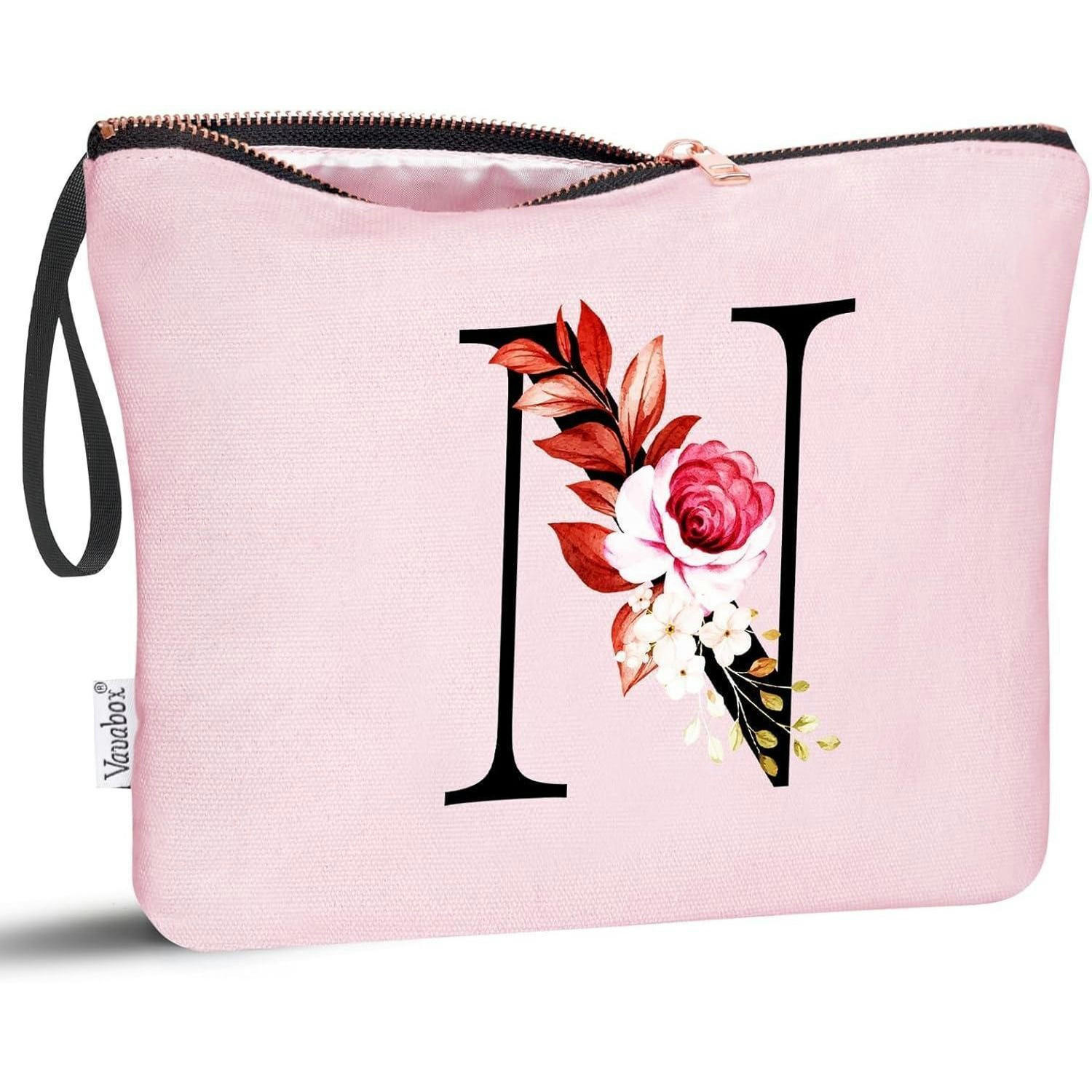 KULTURBEUTEL mit Initialen N, Pink - Rosa, Textil (5/16/24cm)