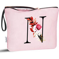 KULTURBEUTEL mit Initialen N, Pink - Rosa, Textil (5/16/24cm)