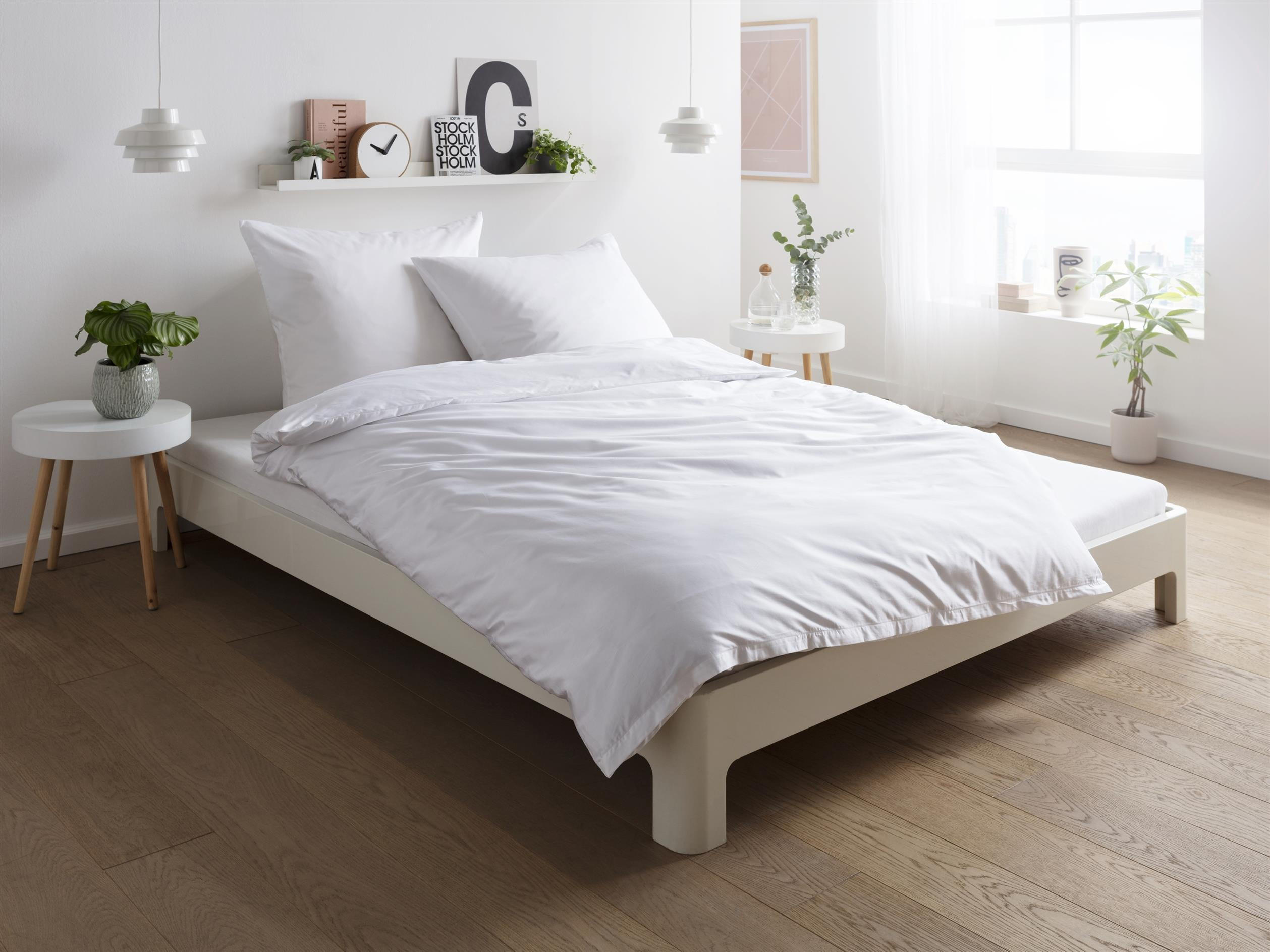 MAKO-SATIN-BETTWÄSCHE 135x200 Bettbezug einfarbig 100% Baumwolle - Uni Weiß - Weiß, Textil (135/200cm) - Carpe Sonno
