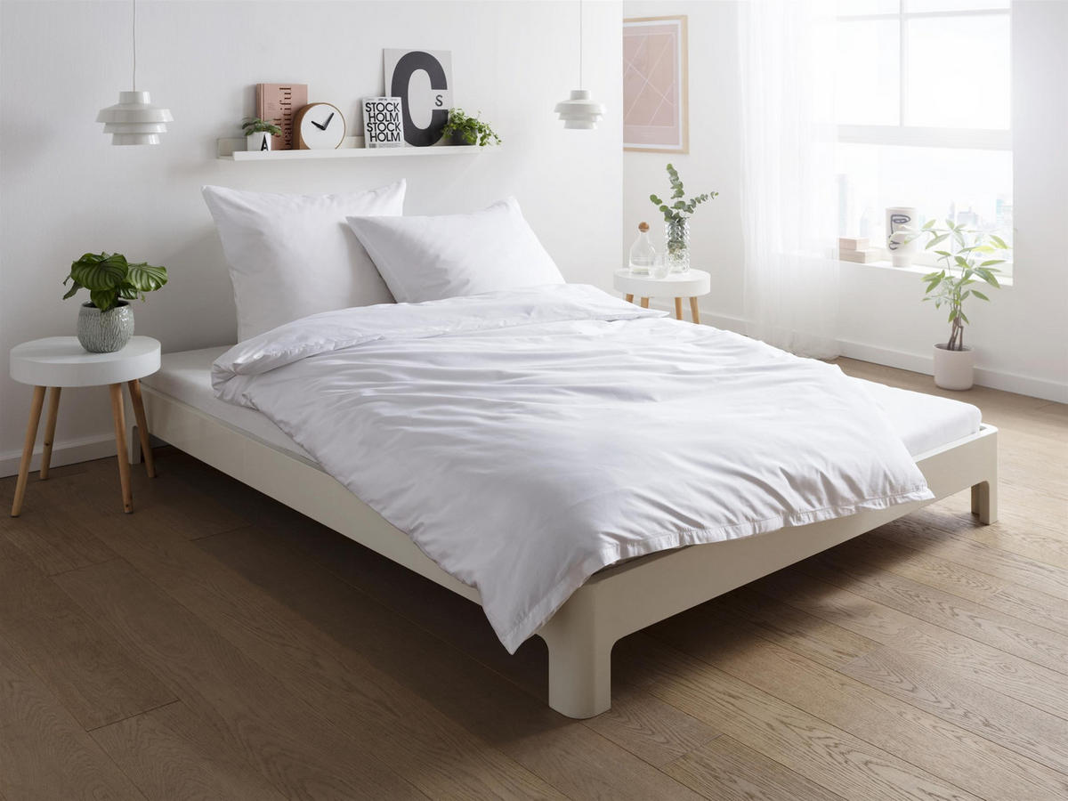 MAKO-SATIN-BETTWÄSCHE 135x200 Bettbezug einfarbig 100% Baumwolle - Uni Weiß - Weiß, Textil (135/200cm) - Carpe Sonno