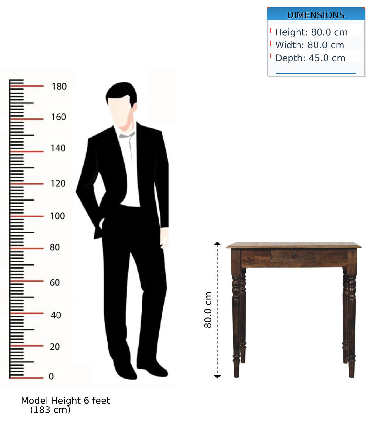 SCHREIBTISCH Klassisches Grau-Finish, 1 Schublade, Braun - Braun, Holz (80/45/80cm) - Artisan Furniture
