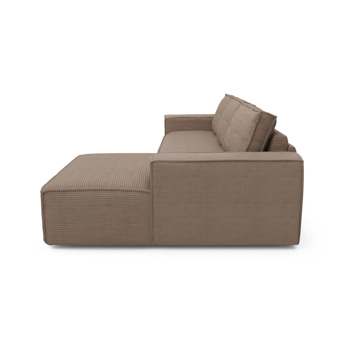 ECKSOFA RECHTS Gerippter Samt Taupe 302cm - Taupe, Textil (302/165cm) - Sia Home