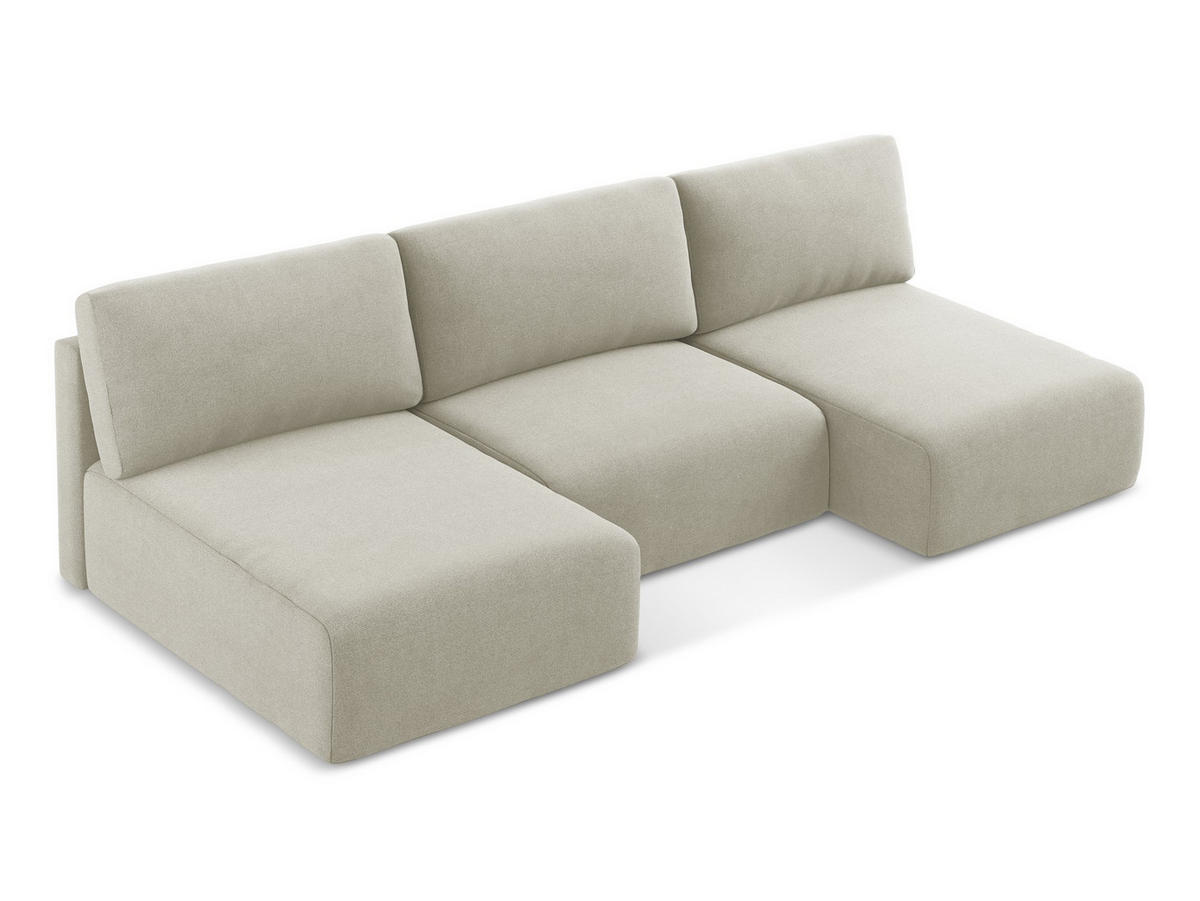 WOHNLANDSCHAFT Strukturstoff Stoff Beige - Beige/Creme, Kunststoff/Textil (304/79/149cm) - Makamii