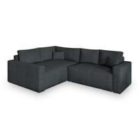 ECKSOFA ERONIS L-S Graphitfarben Kordstoff mit Schlaffunktion - Graphitfarben, Holz (265/194cm) - MASSENO