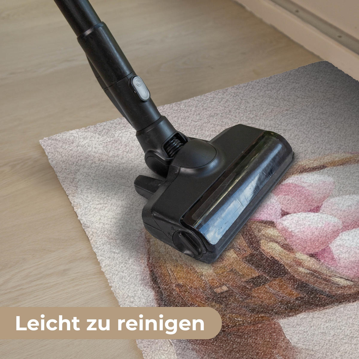 FUSSMATTE Korb - Eier - Rosa 60x40 cm - Beige, Kunststoff (40/60cm) - MuchoWow