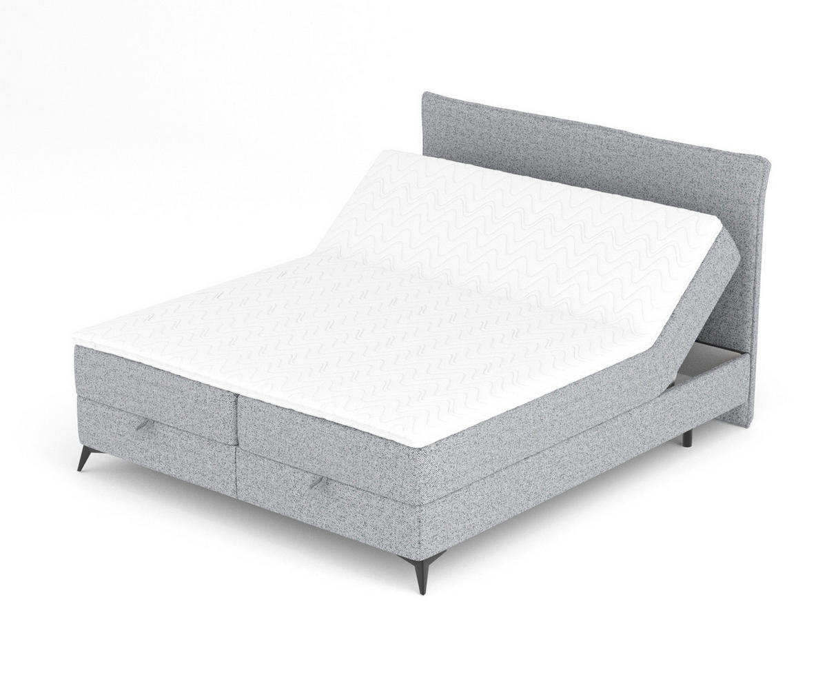 BOXBETT Peru Grau 200/200 cm im Webstoff - Schwarz/Grau, Holz/Holzwerkstoff (200/200cm) - Maison de Reve