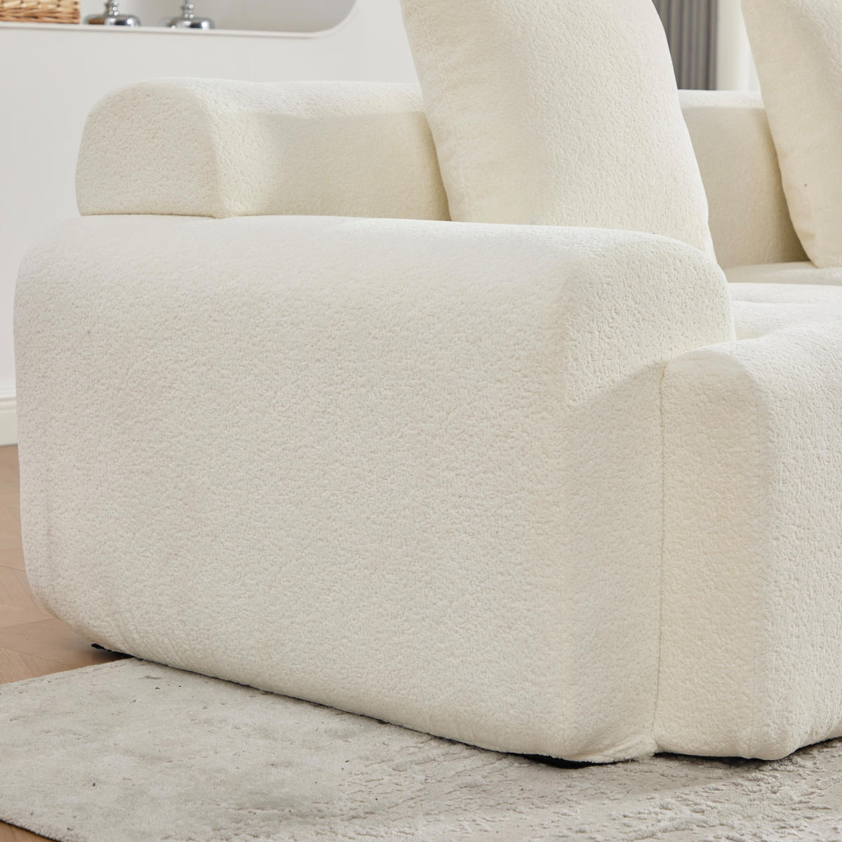 ECKSOFA Cord Beige ohne Montage - Weiß, Textil (261/164cm) - WISHDOR
