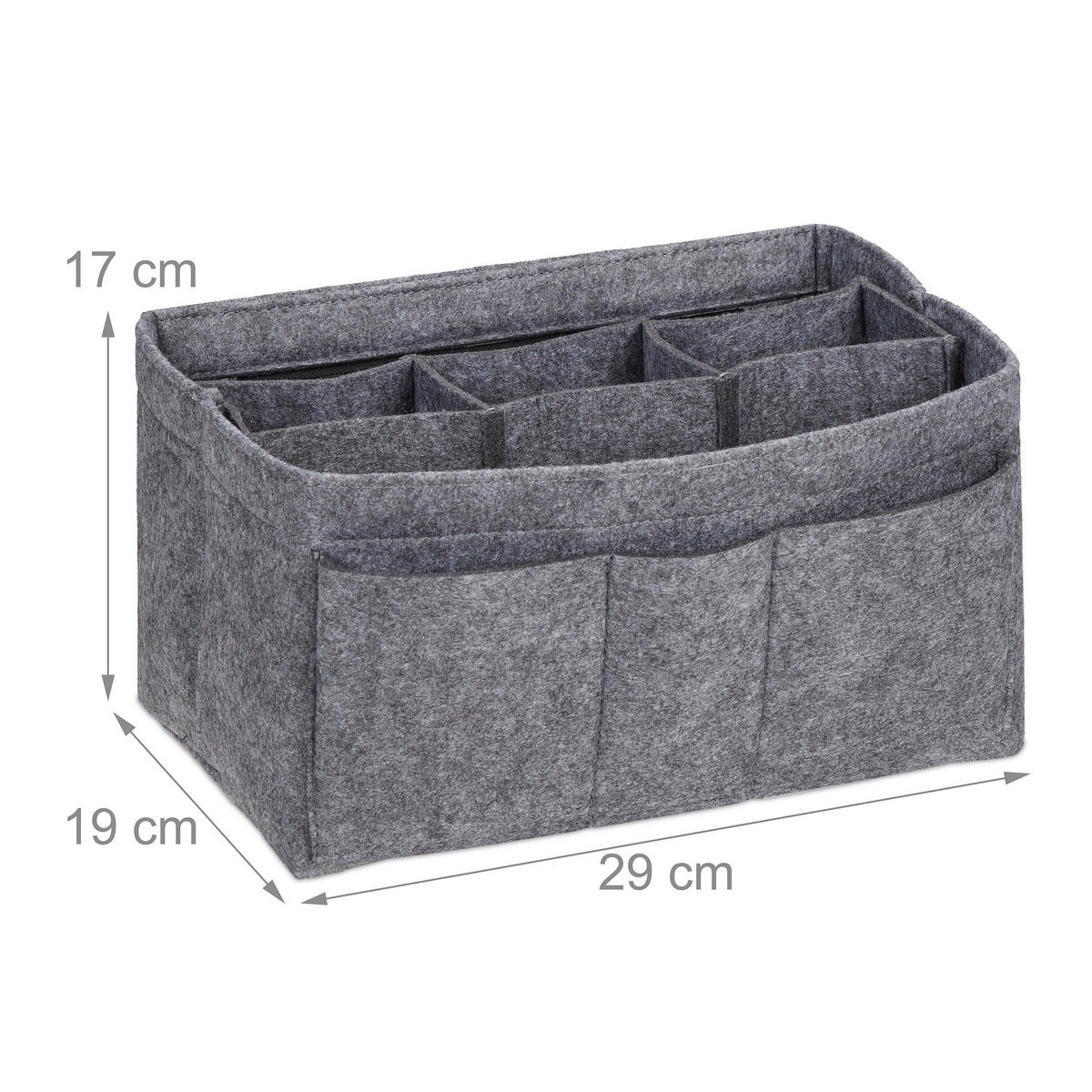 ORGANIZÁTOR tašiek - sivá, textil (29/17/19cm) - Relaxdays