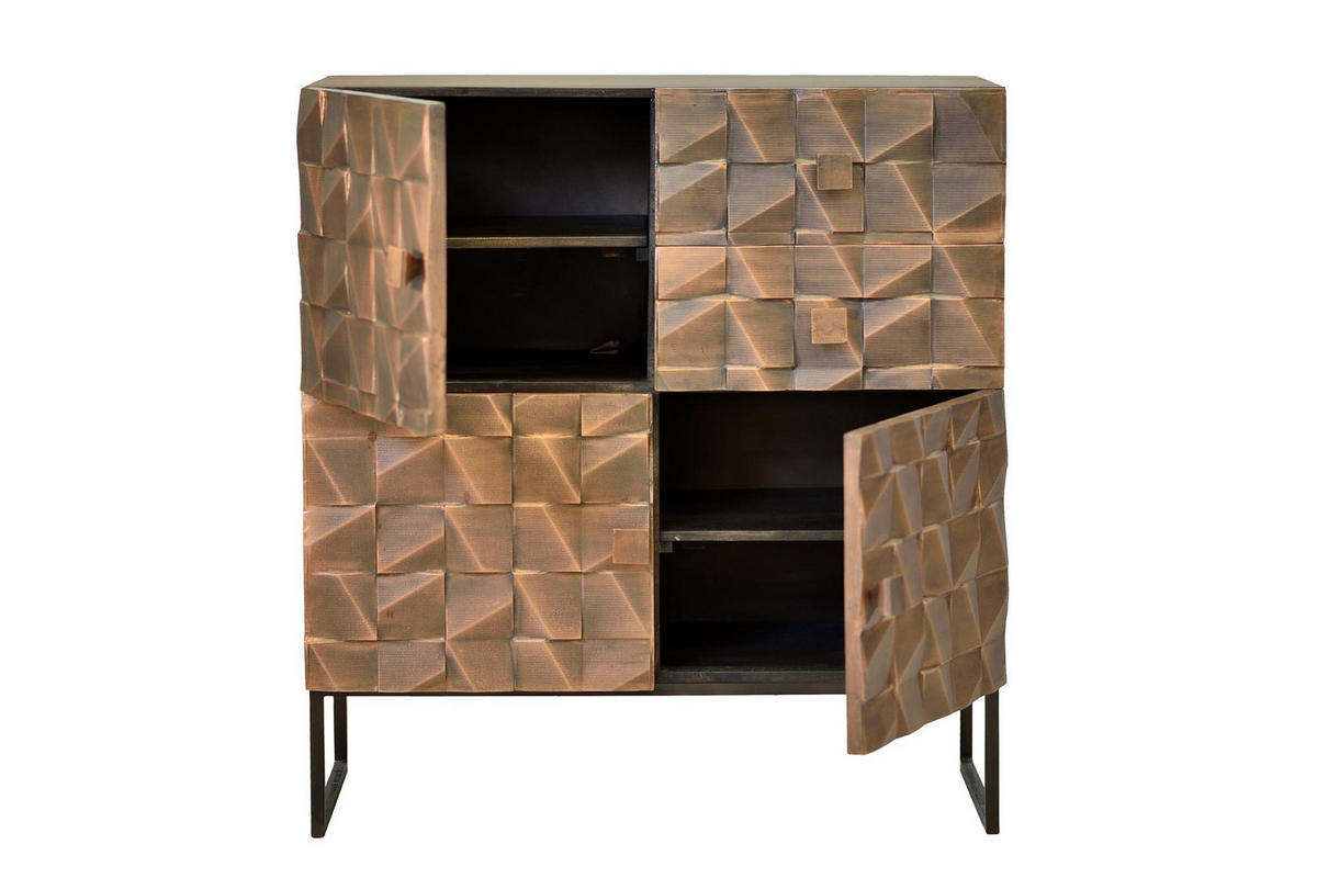 SIDEBOARD aus Mangoholz und Bronze - Dunkelbraun, Holz (42/110/100cm) - Giner y Colomer