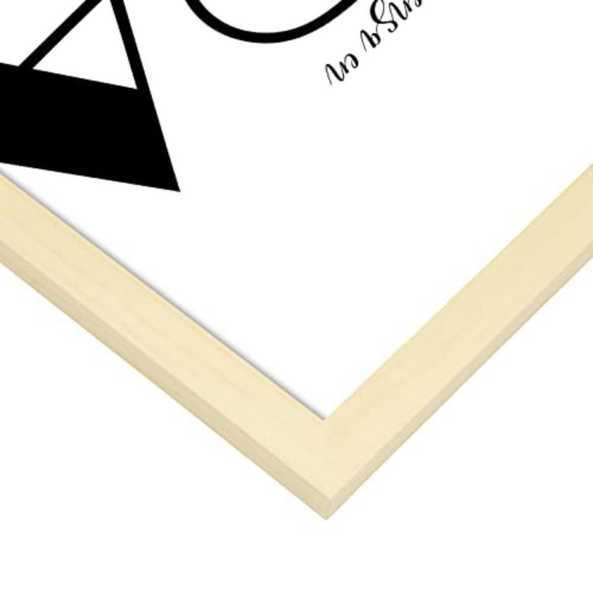 POSTER Set mit 4 Nachdenken TypografieStil A3 Rahmen aus hellem Holz - Beige, Papier (29.7/3cm) - Nacnic