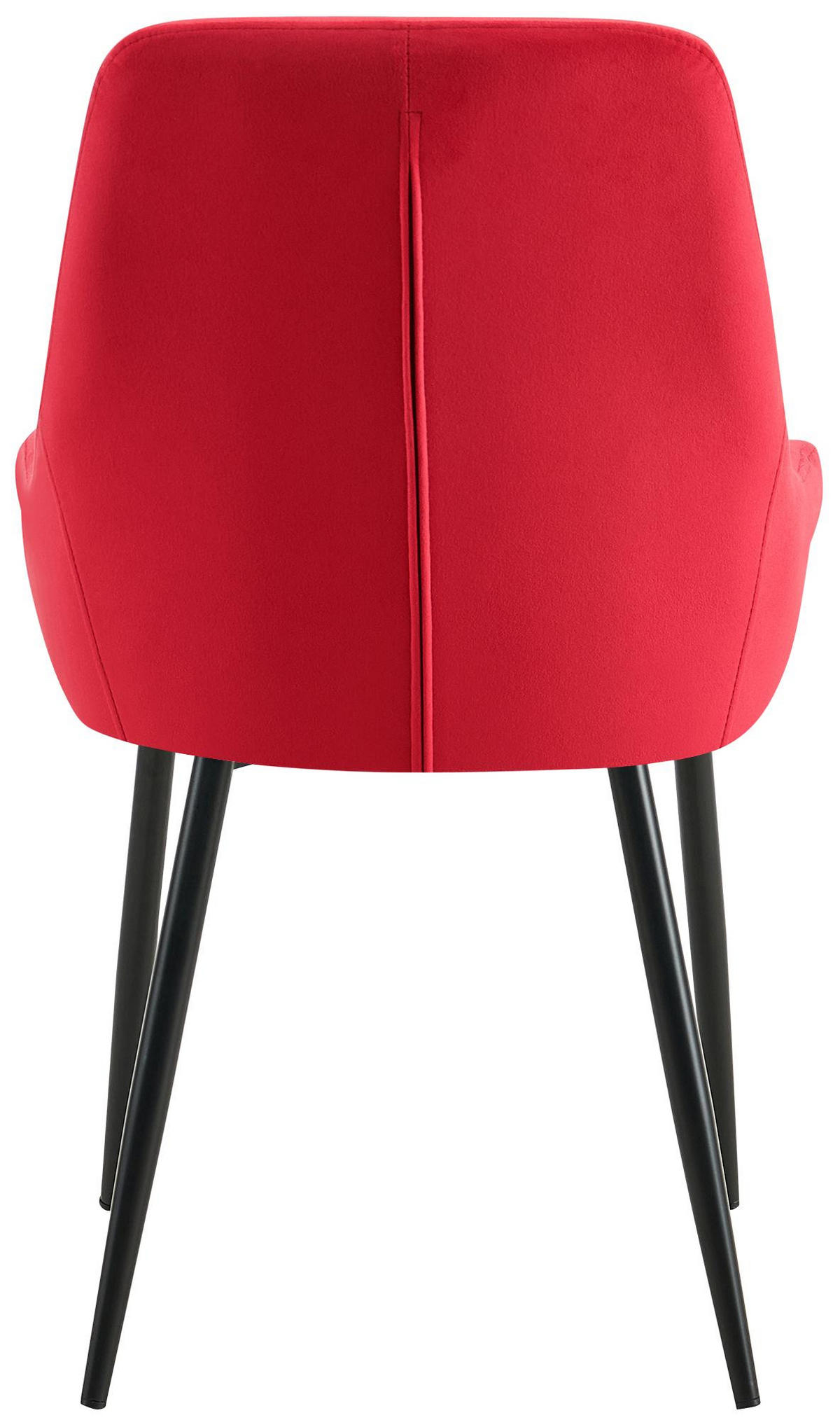 ESSZIMMERSTUHL 2er Set Punar Samt Rot Schwarz Wohnzimmerstuhl - Rot, Textil (50/86/53cm) - DELUKE