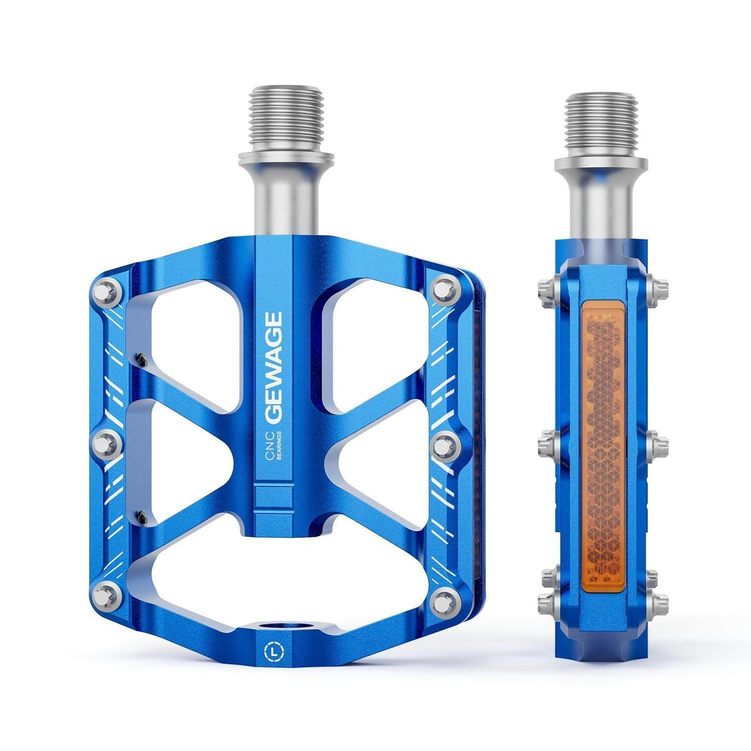 FAHRRAD Pedale 9/16 Zoll Aluminium Blau mit Reflektoren - Blau, Metall (7.4/1.5/11cm)