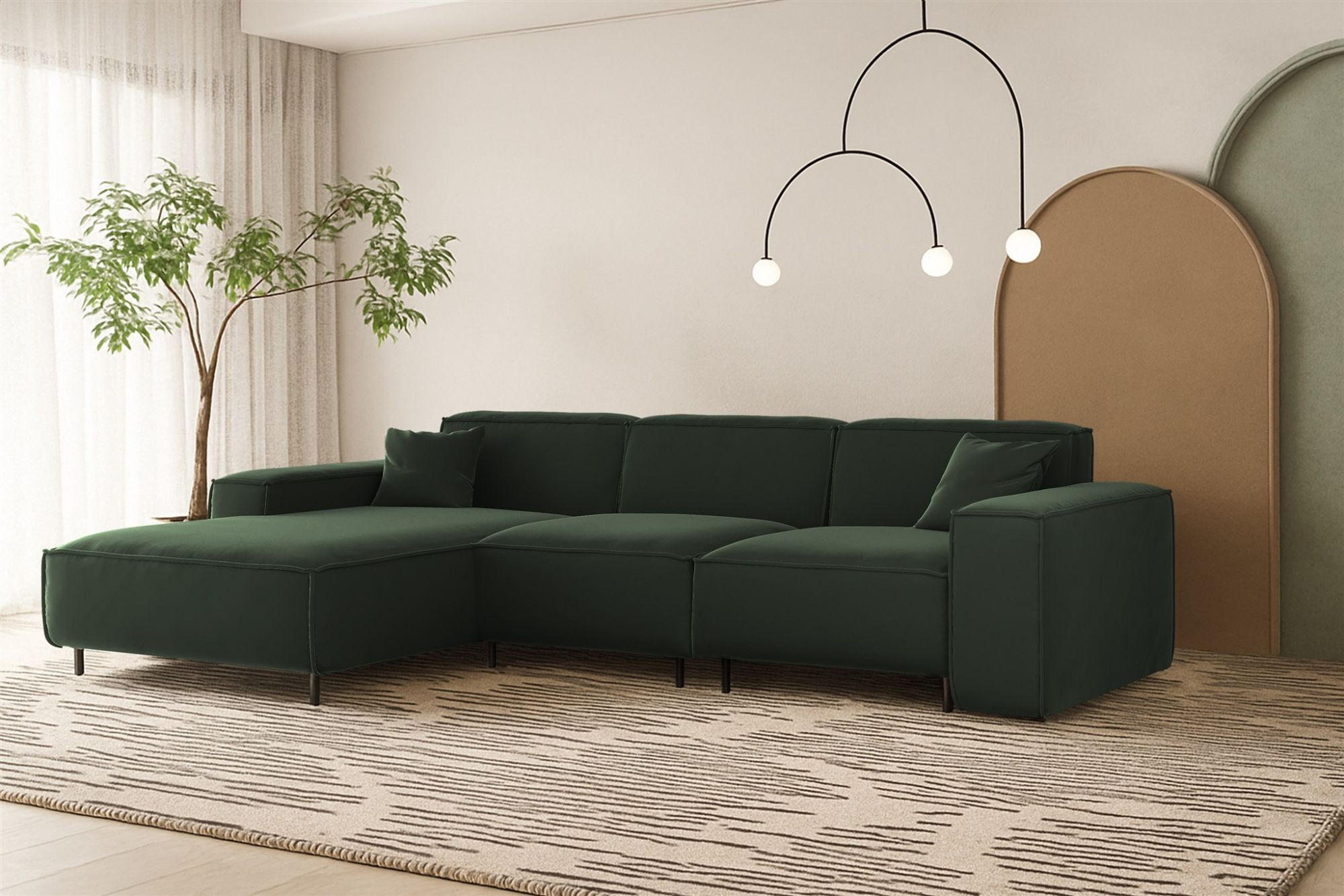 ECKSOFA Gloria In Tiffani - Grün, Holzwerkstoff/Textil (165/266cm) - Fun Möbel