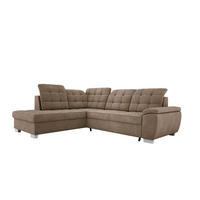 ECKSOFA LOTTA L-förmig Bettkasten verstellbare Kopfstützen hochwertige Verarbeitung lose Rückenkissen freistehend LINKS 212x258x106 cm Cappuccino - Cappuccino, Holz/Textil (212/258cm) - DomoHome