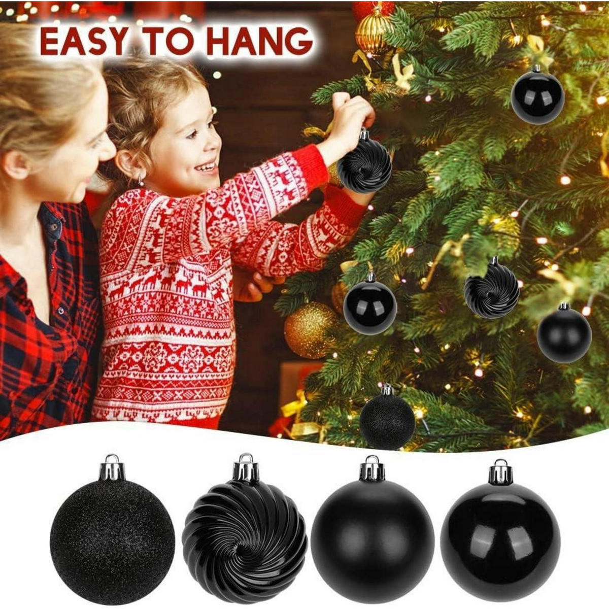 WEIHNACHTSKUGELN 25 Stück Set Schwarz 6 cm - Schwarz, Kunststoff (6/6/6cm)