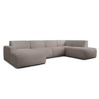 WOHNLANDSCHAFT Didim Beige 378/220/78 cm – großes Sofa stilvoll & bequem R - Beige/Schwarz, Kunststoff/Textil (378/78/220cm) - AX Living