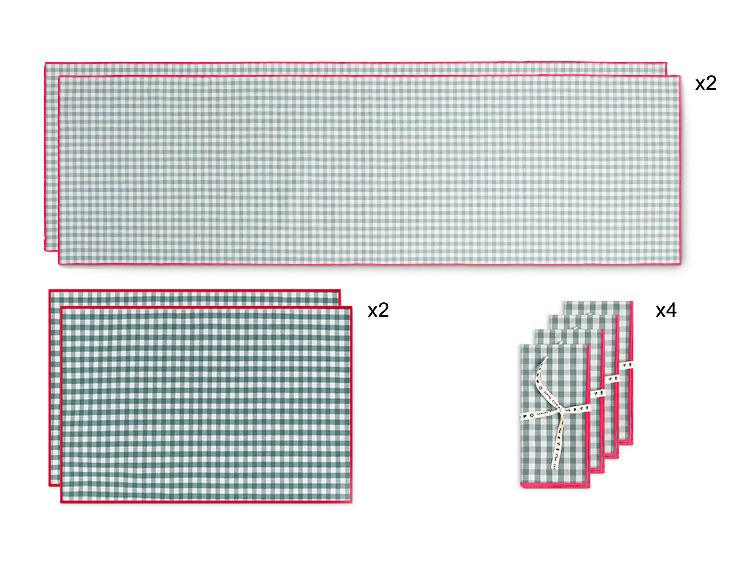 TISCHET 8-teilig, Baumwolle und Polyester, türkis und lila SET FESTON - Türkis, Textil (40/130cm) - RNT By Really Nice Things