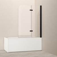 DUSCHWAND für Badewannen Faltbar mit Schwenkfunktion Schwarz 140/100 cm - Schwarz, Glas (100/140cm) - EMKE