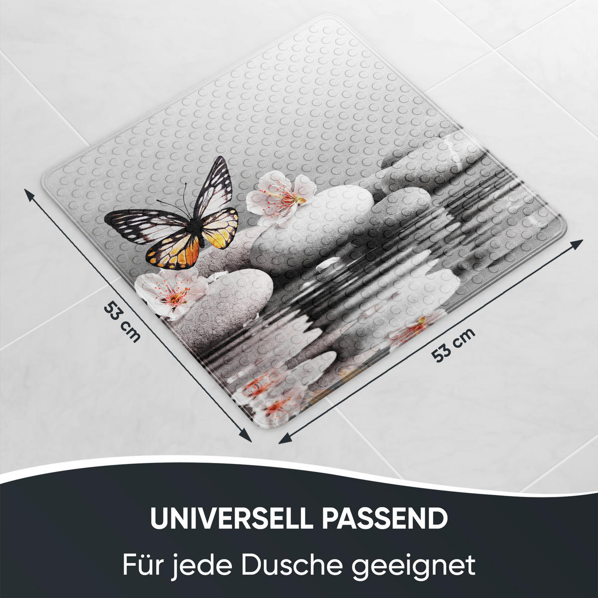 BADEMATTE Vanesa - Grau, Kunststoff (53/53cm) - Sanilo