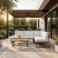 LOUNGEGARNITURSET Arianna Weiß Metall/Outdoorstoff - Creme, Metall - Bessagi Garden