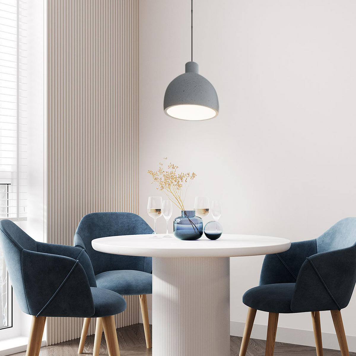 LED HÄNGELEUCHTE Beton Weiß Kuppel - Weiß, Stein (28/28/100cm)