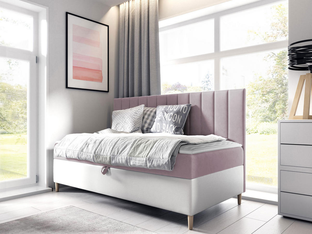 BOXBETT Maja Junior 2 - H3 - Weiß/Rosa, Holz (90/200cm) - MIRJAN24