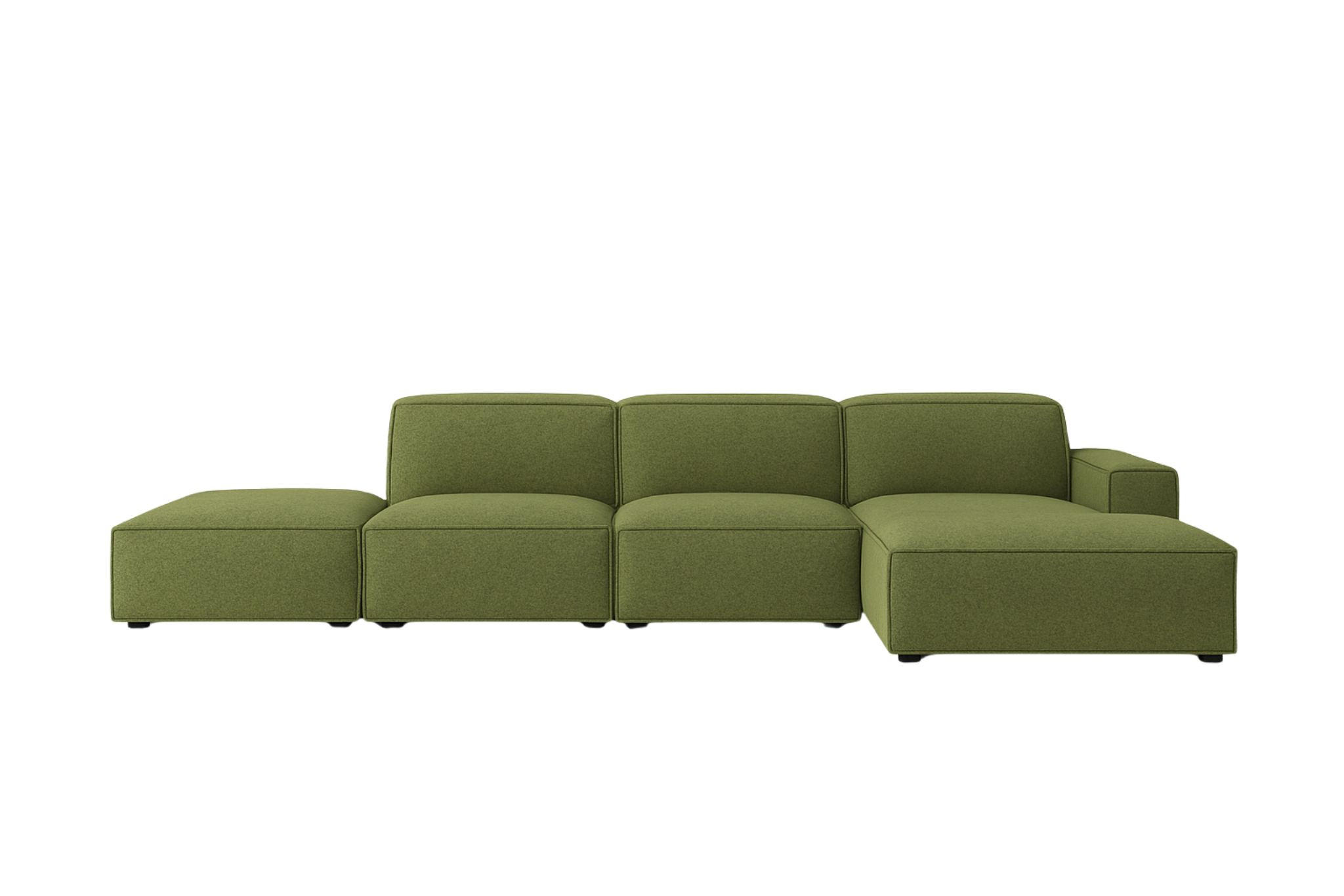 ECKSOFA Cursal L-Form, Stoff Artico, Moss + Hocker, Rechts - Grün, Holz (341/166cm) - Kaiser Möbel