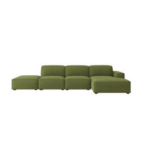 ECKSOFA Cursal L-Form, Stoff Artico, Moss + Hocker, Rechts - Grün, Holz (341/166cm) - Kaiser Möbel