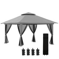 PAVILLONS aus Eisen 392x392x283 cm in Dunkelgrau mit UV50+ & höhenverstellbar - Dunkelgrau, Metall (392/283/392cm) - Modfu