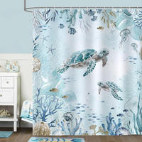 DUSCHVORHANG Schildkröte 3D bedruckt Polyester wasserdicht schimmelresistent waschbar Badezimmer - Blau, Textil (180/180cm) - MCBOSON